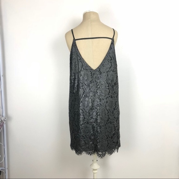 Chaser Gray Metallic Lace Cocktail Dress Size M - Picture 4 of 8